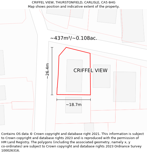 CRIFFEL VIEW, THURSTONFIELD, CARLISLE, CA5 6HG: Plot and title map