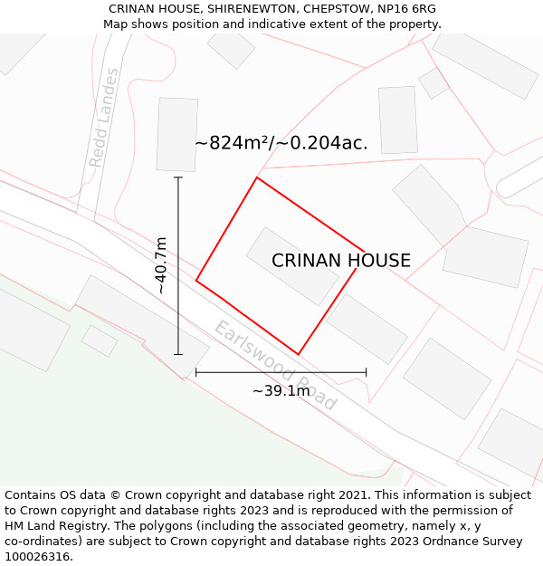 CRINAN HOUSE, SHIRENEWTON, CHEPSTOW, NP16 6RG: Plot and title map