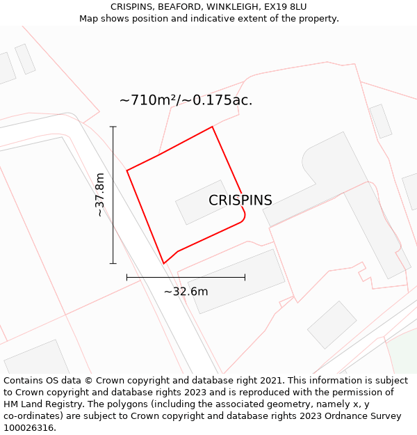 CRISPINS, BEAFORD, WINKLEIGH, EX19 8LU: Plot and title map