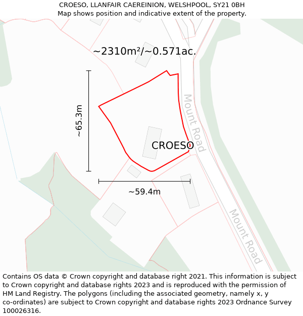 CROESO, LLANFAIR CAEREINION, WELSHPOOL, SY21 0BH: Plot and title map