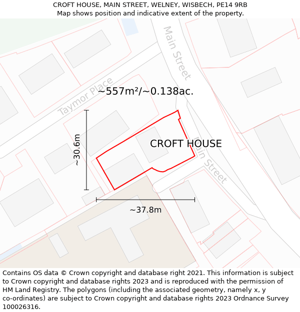 CROFT HOUSE, MAIN STREET, WELNEY, WISBECH, PE14 9RB: Plot and title map