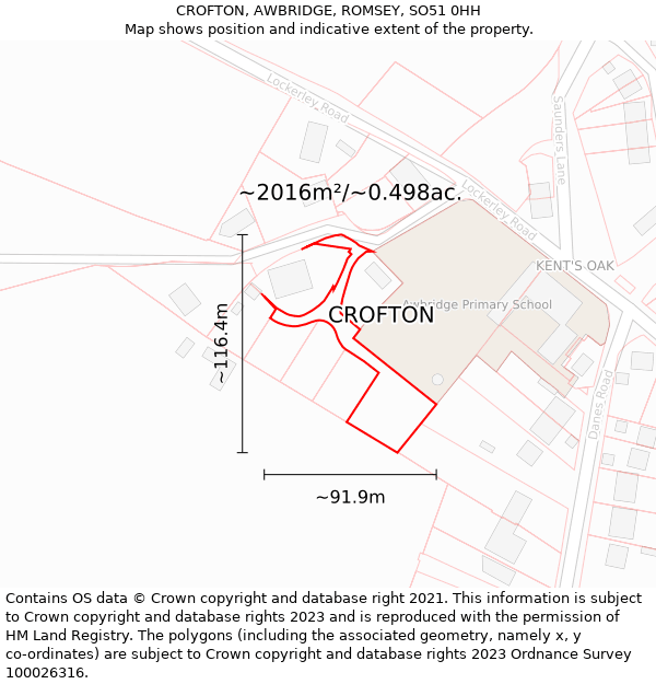CROFTON, AWBRIDGE, ROMSEY, SO51 0HH: Plot and title map