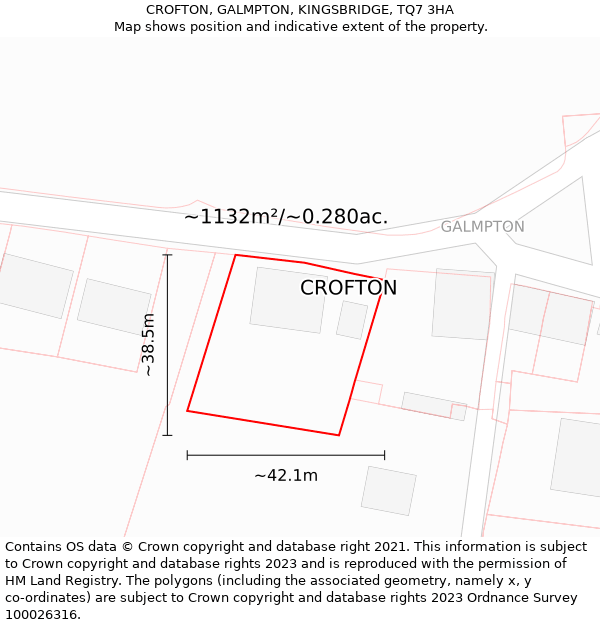 CROFTON, GALMPTON, KINGSBRIDGE, TQ7 3HA: Plot and title map