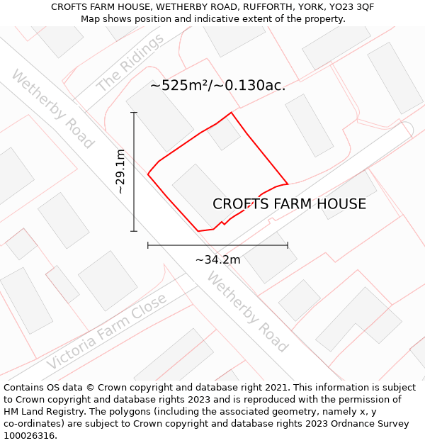 CROFTS FARM HOUSE, WETHERBY ROAD, RUFFORTH, YORK, YO23 3QF: Plot and title map