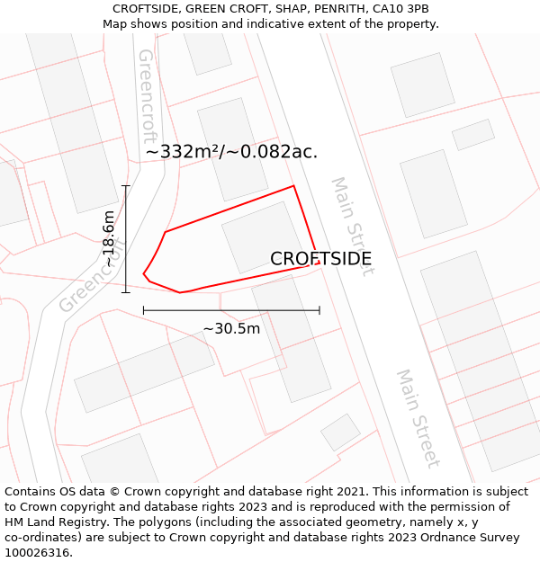 CROFTSIDE, GREEN CROFT, SHAP, PENRITH, CA10 3PB: Plot and title map