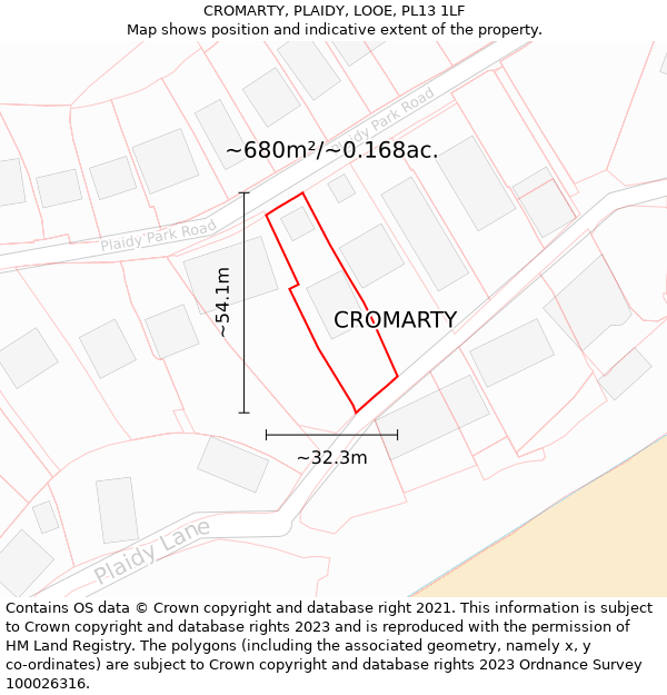 CROMARTY, PLAIDY, LOOE, PL13 1LF: Plot and title map