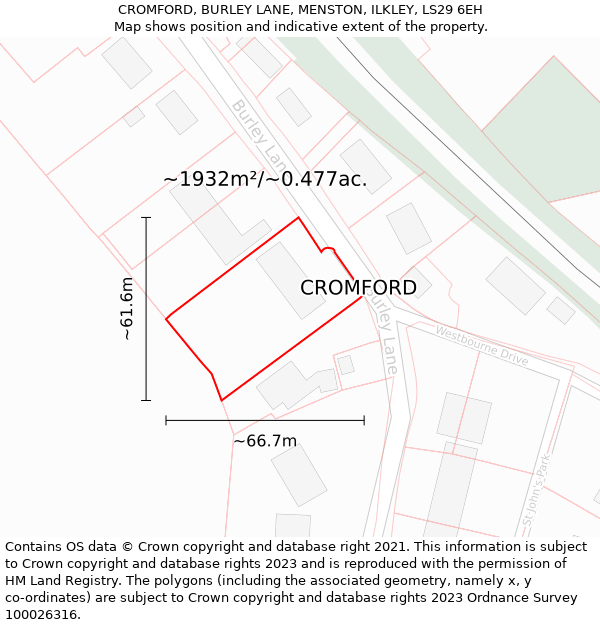 CROMFORD, BURLEY LANE, MENSTON, ILKLEY, LS29 6EH: Plot and title map