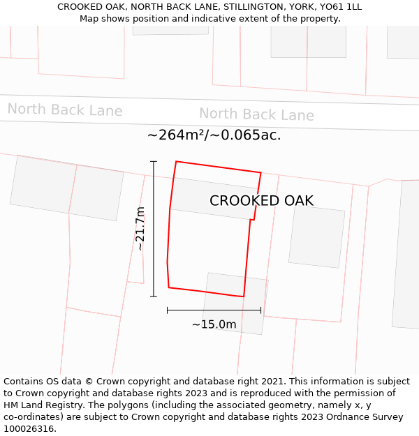 CROOKED OAK, NORTH BACK LANE, STILLINGTON, YORK, YO61 1LL: Plot and title map