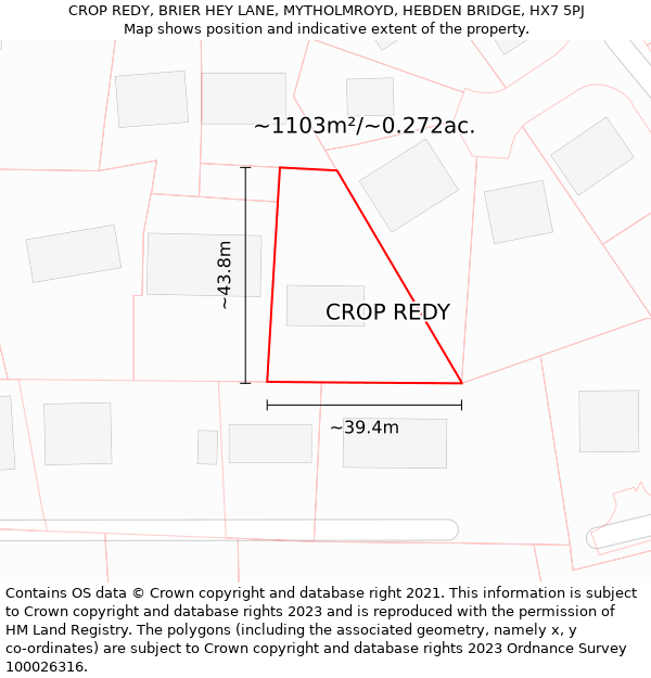 CROP REDY, BRIER HEY LANE, MYTHOLMROYD, HEBDEN BRIDGE, HX7 5PJ: Plot and title map