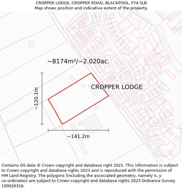 CROPPER LODGE, CROPPER ROAD, BLACKPOOL, FY4 5LB: Plot and title map