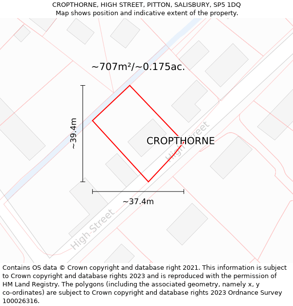 CROPTHORNE, HIGH STREET, PITTON, SALISBURY, SP5 1DQ: Plot and title map