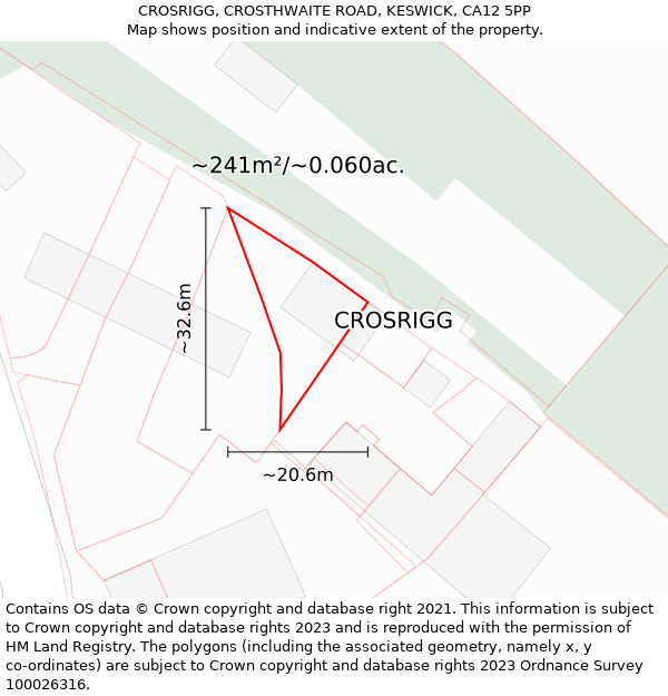 CROSRIGG, CROSTHWAITE ROAD, KESWICK, CA12 5PP: Plot and title map