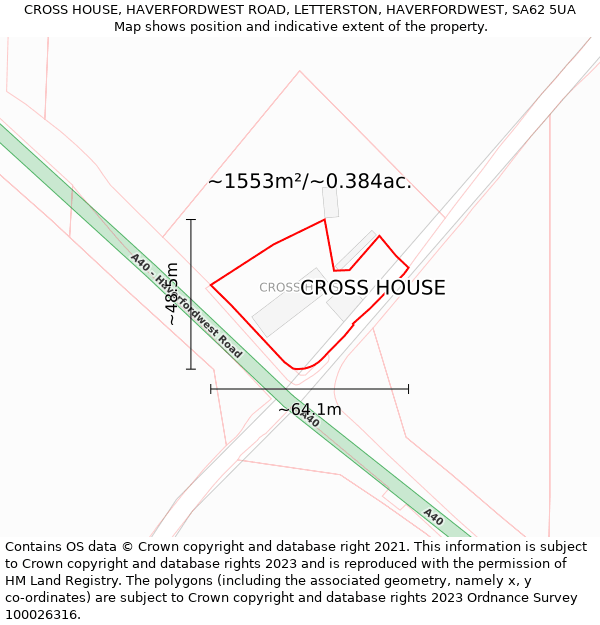 CROSS HOUSE, HAVERFORDWEST ROAD, LETTERSTON, HAVERFORDWEST, SA62 5UA: Plot and title map