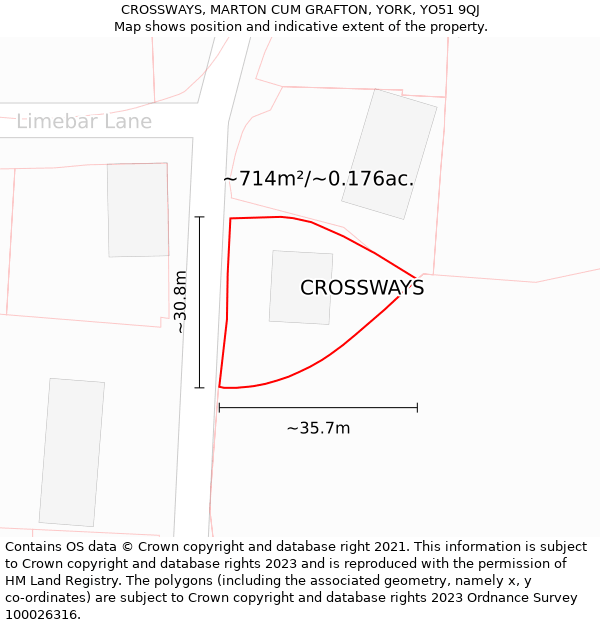 CROSSWAYS, MARTON CUM GRAFTON, YORK, YO51 9QJ: Plot and title map