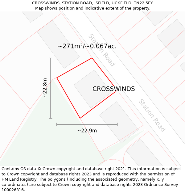 CROSSWINDS, STATION ROAD, ISFIELD, UCKFIELD, TN22 5EY: Plot and title map