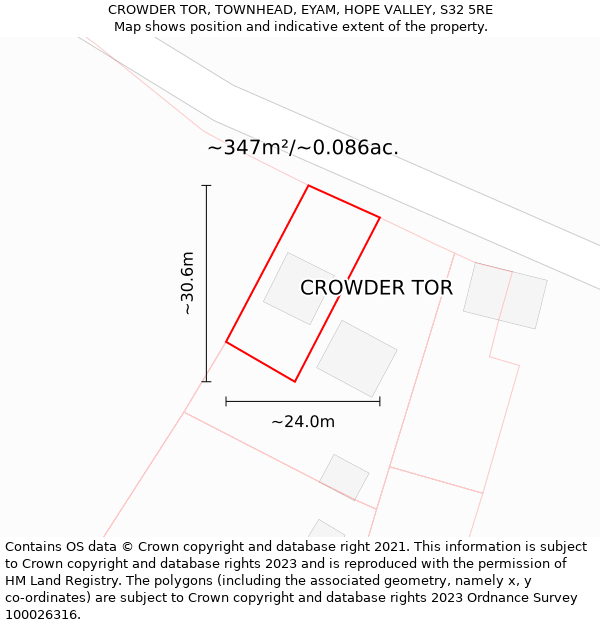 CROWDER TOR, TOWNHEAD, EYAM, HOPE VALLEY, S32 5RE: Plot and title map