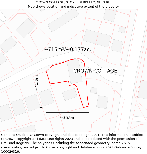 CROWN COTTAGE, STONE, BERKELEY, GL13 9LE: Plot and title map