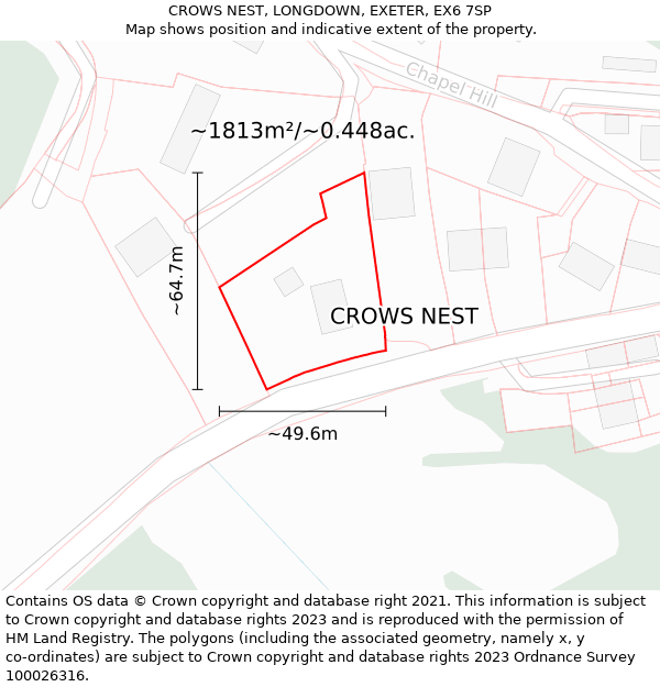 CROWS NEST, LONGDOWN, EXETER, EX6 7SP: Plot and title map