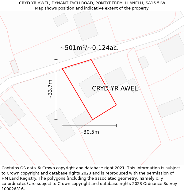 CRYD YR AWEL, DYNANT FACH ROAD, PONTYBEREM, LLANELLI, SA15 5LW: Plot and title map