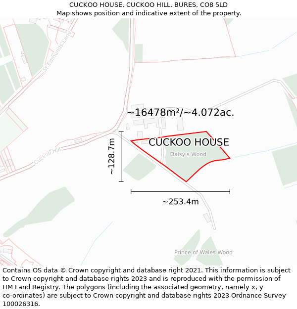 CUCKOO HOUSE, CUCKOO HILL, BURES, CO8 5LD: Plot and title map