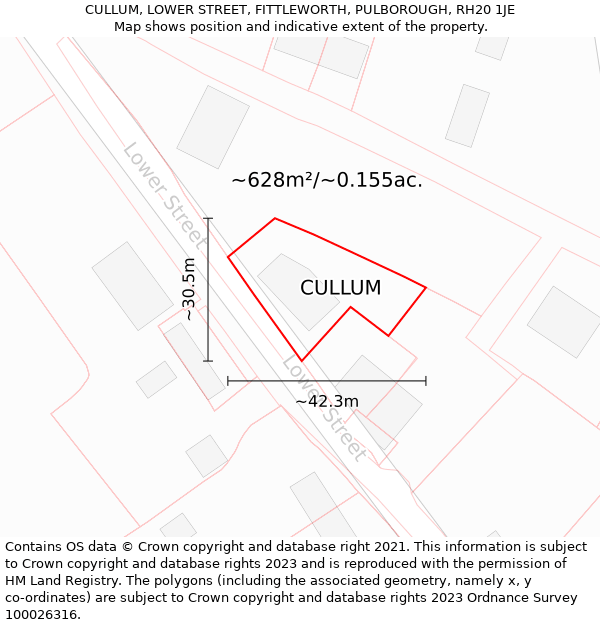 CULLUM, LOWER STREET, FITTLEWORTH, PULBOROUGH, RH20 1JE: Plot and title map