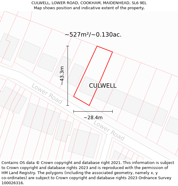 CULWELL, LOWER ROAD, COOKHAM, MAIDENHEAD, SL6 9EL: Plot and title map