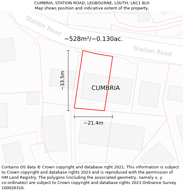 CUMBRIA, STATION ROAD, LEGBOURNE, LOUTH, LN11 8LH: Plot and title map