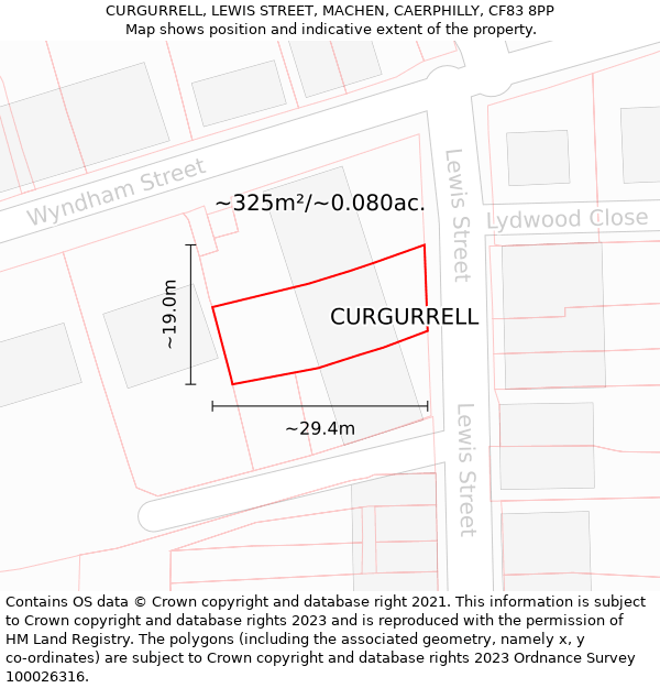 CURGURRELL, LEWIS STREET, MACHEN, CAERPHILLY, CF83 8PP: Plot and title map