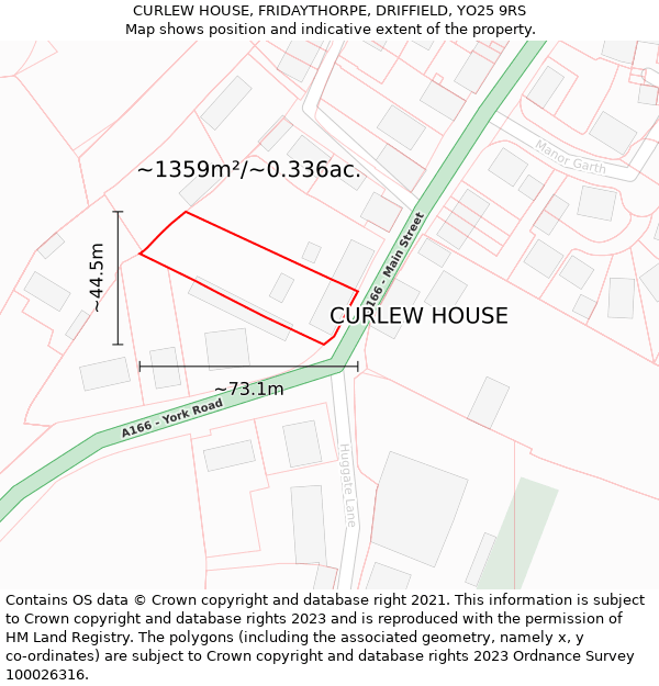 CURLEW HOUSE, FRIDAYTHORPE, DRIFFIELD, YO25 9RS: Plot and title map
