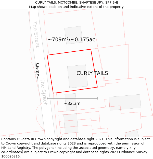 CURLY TAILS, MOTCOMBE, SHAFTESBURY, SP7 9HJ: Plot and title map