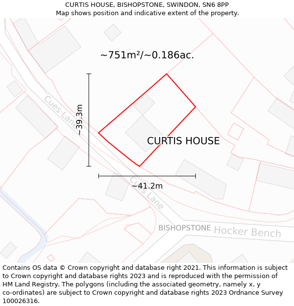 CURTIS HOUSE, BISHOPSTONE, SWINDON, SN6 8PP: Plot and title map