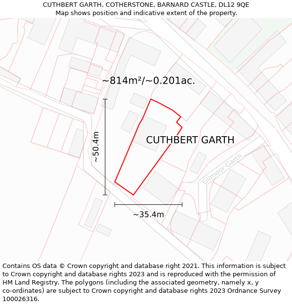 CUTHBERT GARTH, COTHERSTONE, BARNARD CASTLE, DL12 9QE: Plot and title map