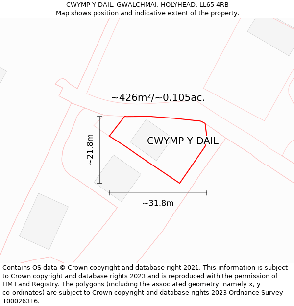 CWYMP Y DAIL, GWALCHMAI, HOLYHEAD, LL65 4RB: Plot and title map