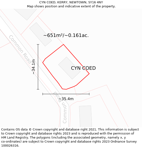 CYN COED, KERRY, NEWTOWN, SY16 4NY: Plot and title map