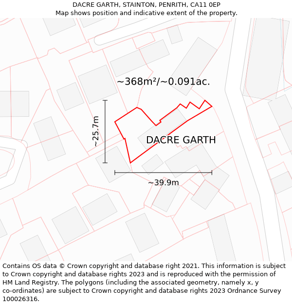 DACRE GARTH, STAINTON, PENRITH, CA11 0EP: Plot and title map
