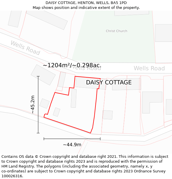 DAISY COTTAGE, HENTON, WELLS, BA5 1PD: Plot and title map