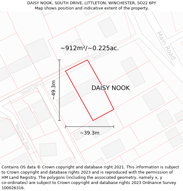 DAISY NOOK, SOUTH DRIVE, LITTLETON, WINCHESTER, SO22 6PY: Plot and title map