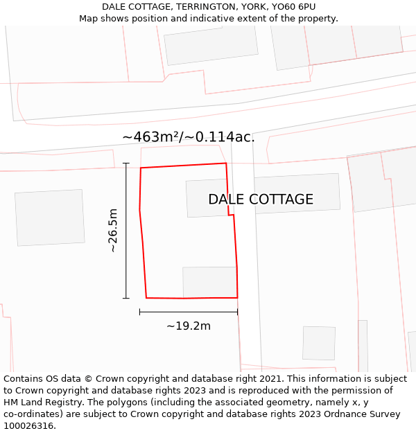 DALE COTTAGE, TERRINGTON, YORK, YO60 6PU: Plot and title map