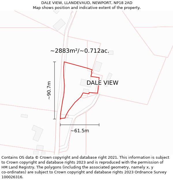 DALE VIEW, LLANDEVAUD, NEWPORT, NP18 2AD: Plot and title map