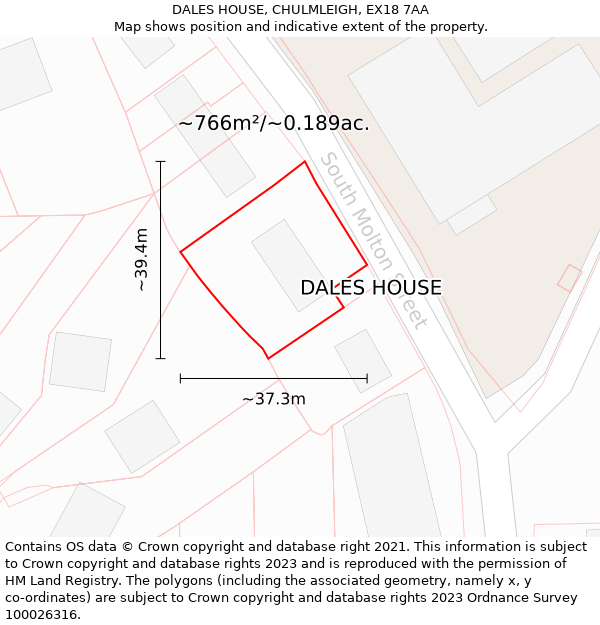 DALES HOUSE, CHULMLEIGH, EX18 7AA: Plot and title map