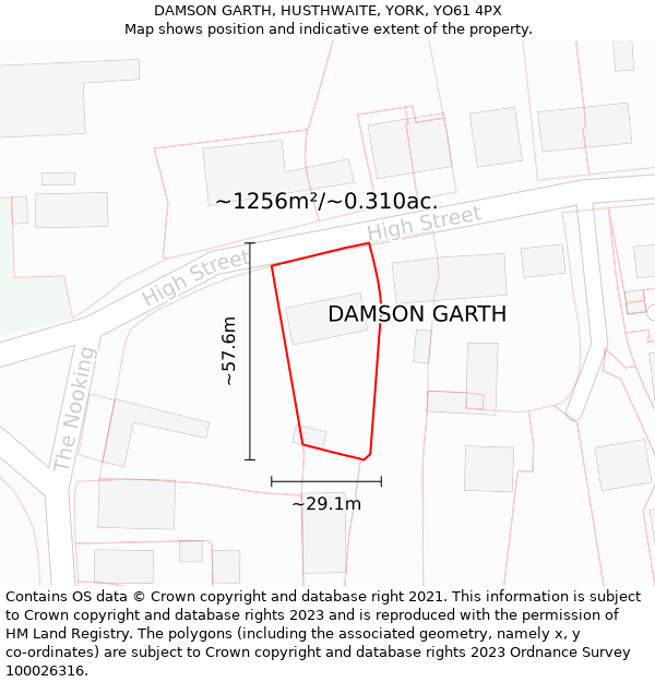 DAMSON GARTH, HUSTHWAITE, YORK, YO61 4PX: Plot and title map