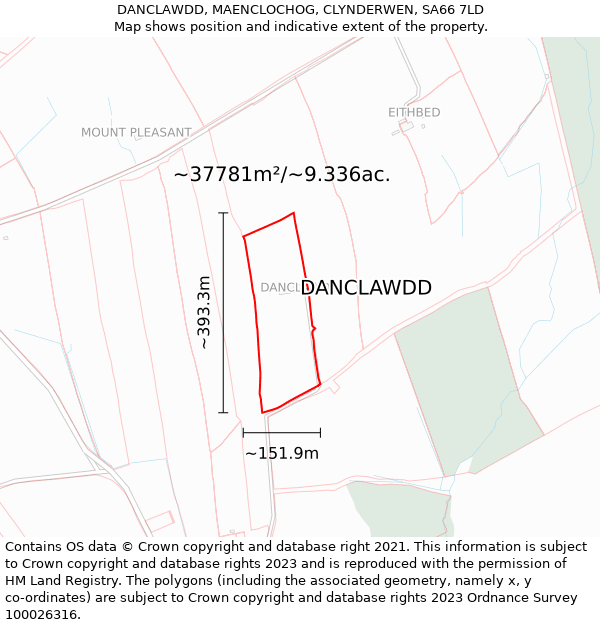 DANCLAWDD, MAENCLOCHOG, CLYNDERWEN, SA66 7LD: Plot and title map