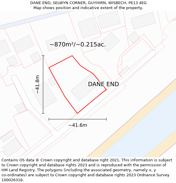 DANE END, SELWYN CORNER, GUYHIRN, WISBECH, PE13 4EG: Plot and title map