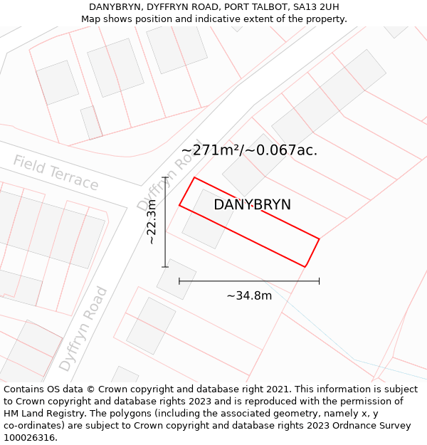 DANYBRYN, DYFFRYN ROAD, PORT TALBOT, SA13 2UH: Plot and title map