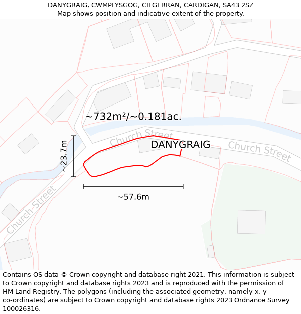 DANYGRAIG, CWMPLYSGOG, CILGERRAN, CARDIGAN, SA43 2SZ: Plot and title map