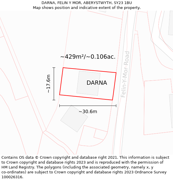 DARNA, FELIN Y MOR, ABERYSTWYTH, SY23 1BU: Plot and title map