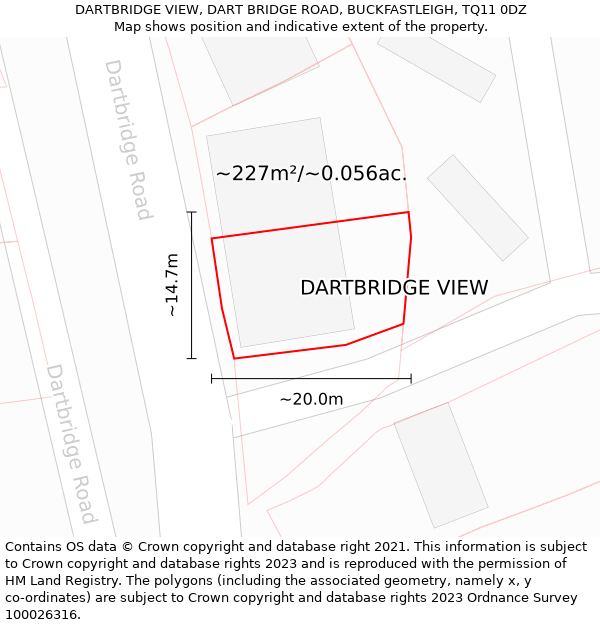 DARTBRIDGE VIEW, DART BRIDGE ROAD, BUCKFASTLEIGH, TQ11 0DZ: Plot and title map