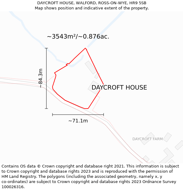 DAYCROFT HOUSE, WALFORD, ROSS-ON-WYE, HR9 5SB: Plot and title map