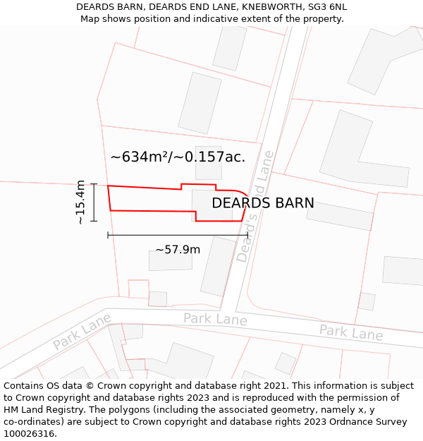 DEARDS BARN, DEARDS END LANE, KNEBWORTH, SG3 6NL: Plot and title map