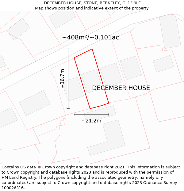 DECEMBER HOUSE, STONE, BERKELEY, GL13 9LE: Plot and title map